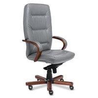 Senator A (Серая кожа/темный орех) Кресло руководителя