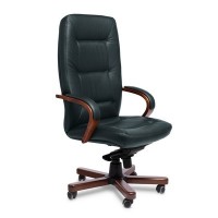 Senator A (Зеленая кожа/темный орех) Кресло руководителя