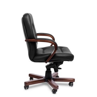 Senator B (Черная кожа/темный орех) Кресло руководителя