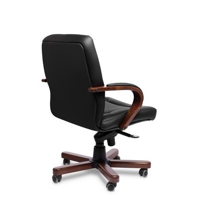 Senator B (Черная кожа/темный орех) Кресло руководителя