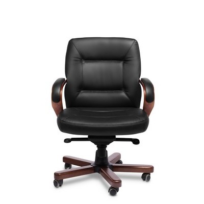 Senator B (Черная кожа/темный орех) Кресло руководителя