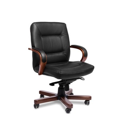 Senator B (Черная кожа/темный орех) Кресло руководителя