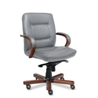 Senator B (Серая кожа/темный орех) Кресло руководителя