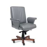 Split B (Серая кожа/темный орех) Кресло руководителя