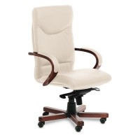 Swing A (Бежевая кожа/темный орех) Кресло руководителя