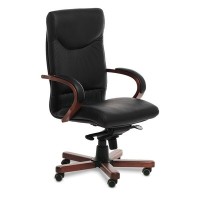 Swing A (Черная кожа/темный орех) Кресло руководителя