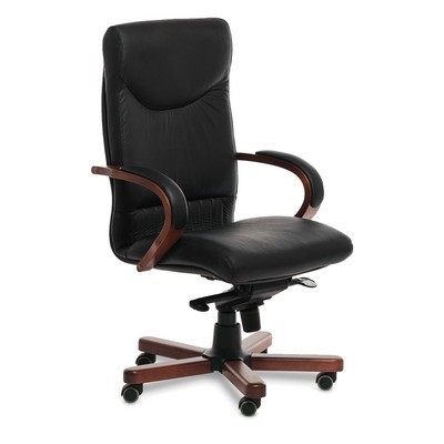 Swing A (Черная кожа/темный орех) Кресло руководителя