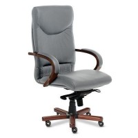 Swing A (Серая кожа/темный орех) Кресло руководителя