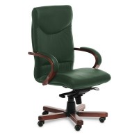 Swing A (Зеленая кожа/темный орех) Кресло руководителя