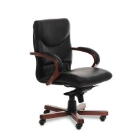 Swing B (Черная кожа/темный орех) Кресло руководителя