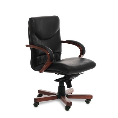 Swing B (Черная кожа/темный орех) Кресло руководителя