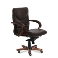 Swing B (Коричневая кожа/темный орех) Кресло руководителя