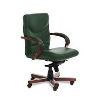 Swing B (Зеленая кожа/темный орех) Кресло руководителя