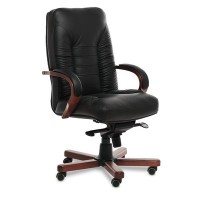 Tango A (Черная кожа/темный орех) Кресло руководителя