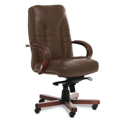 Tango A (Коричневая кожа/темный орех) Кресло руководителя