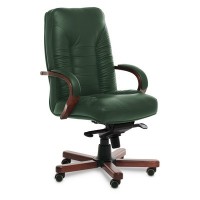 Tango A (Зеленая кожа/темный орех) Кресло руководителя