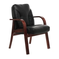 Танго D (Черная кожа/темный орех) Конференц-кресло