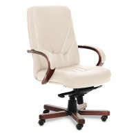 Verona A (Бежевая кожа/темный орех) Кресло руководителя