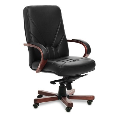 Verona A (Черная кожа/темный орех) Кресло руководителя