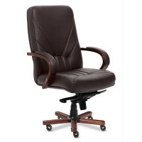 Verona A (Коричневая кожа/темный орех) Кресло руководителя