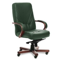 Verona A (Зеленая кожа/темный орех) Кресло руководителя