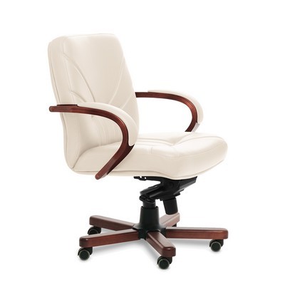 Verona B (Бежевая кожа/темный орех) Кресло руководителя