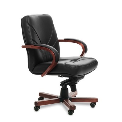 Verona B (Черная кожа/темный орех) Кресло руководителя