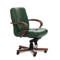 Verona B (Зеленая кожа/темный орех) Кресло руководителя