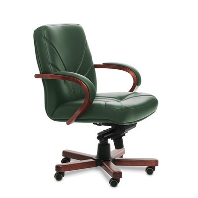 Verona B (Зеленая кожа/темный орех) Кресло руководителя