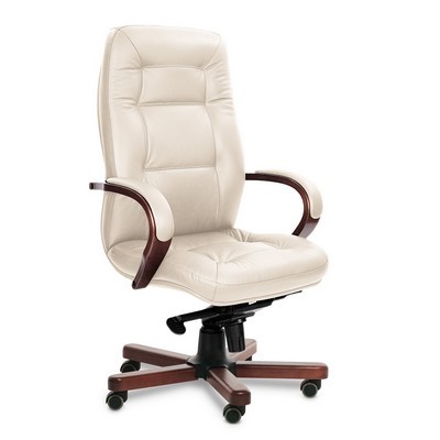 Victoria A (Бежевая кожа/темный орех) Кресло руководителя