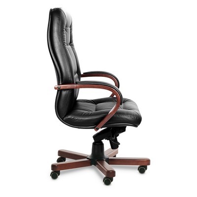 Victoria A (Черная кожа/темный орех) Кресло руководителя