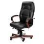 Victoria A (Черная кожа/темный орех) Кресло руководителя