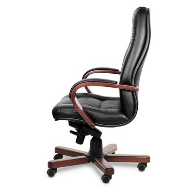 Victoria A (Черная кожа/темный орех) Кресло руководителя