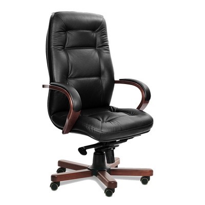 Victoria A (Черная кожа/темный орех) Кресло руководителя