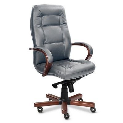 Victoria A (Серая кожа/темный орех) Кресло руководителя