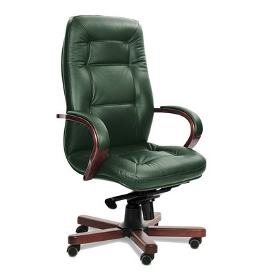 Victoria A (Зеленая кожа/темный орех) Кресло руководителя