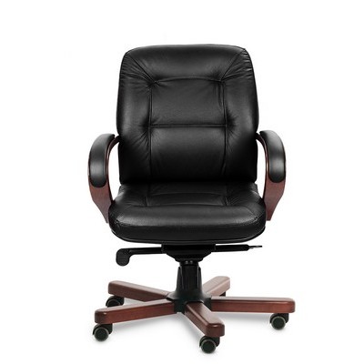 Victoria B (Черная кожа/темный орех) Кресло руководителя