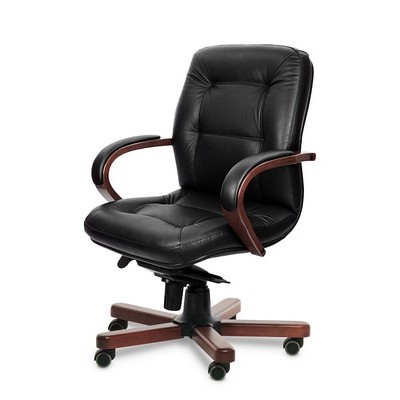 Victoria B (Черная кожа/темный орех) Кресло руководителя