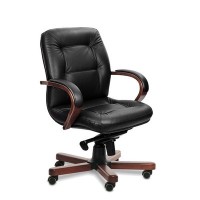 Victoria B (Черная кожа/темный орех) Кресло руководителя