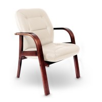 Victoria D (Бежевая кожа/темный орех) Конференц-кресло