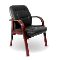 Victoria D (Черная кожа/темный орех) Конференц-кресло