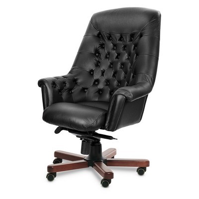 Zurich A (Черная кожа/темный орех) Кресло руководителя