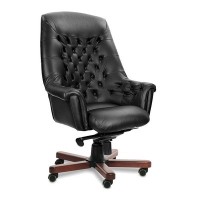 Zurich A (Черная кожа/темный орех) Кресло руководителя