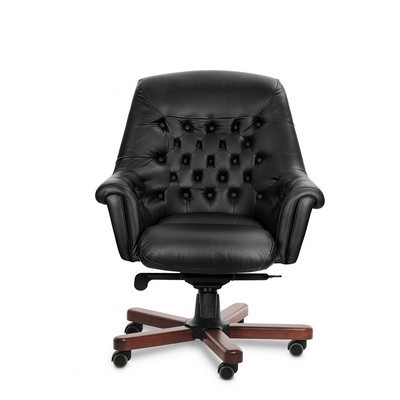 Zurich B (Черная кожа/темный орех) Кресло руководителя