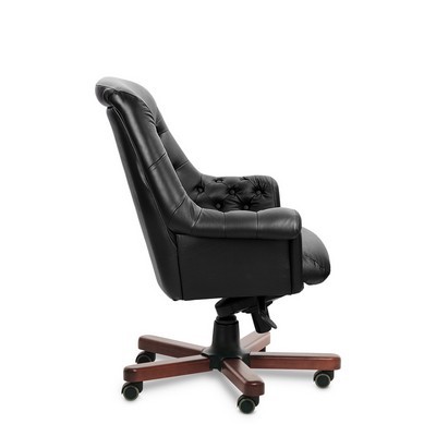 Zurich B (Черная кожа/темный орех) Кресло руководителя