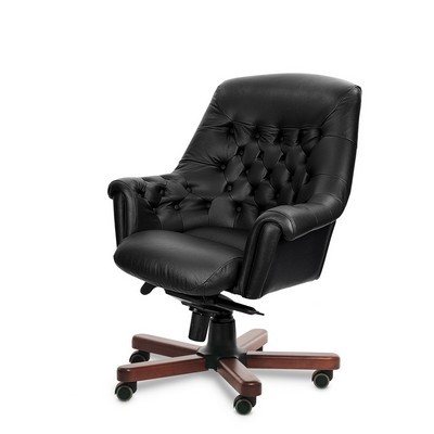 Zurich B (Черная кожа/темный орех) Кресло руководителя