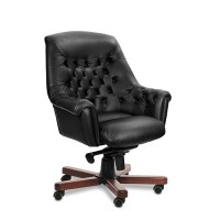 Zurich B (Черная кожа/темный орех) Кресло руководителя