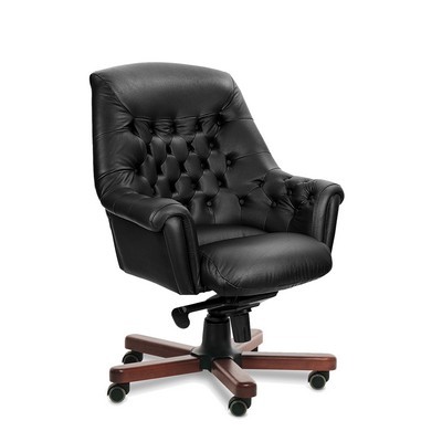 Zurich B (Черная кожа/темный орех) Кресло руководителя