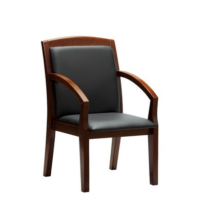 Zurich DL (Черная экокожа/темный орех) Конференц-кресло