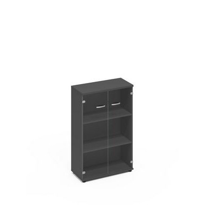 A4 9366 АР (Антрацит премиум) Шкаф средний со стеклом